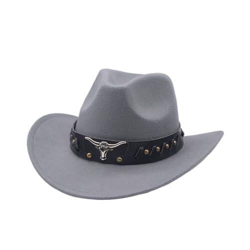 Sombrero de Vaquero para Mujer Hombre Cowboy Hat Western Adulto Denim Curved Top Sombreros Carnaval Halloween y Cospla clásico de ala ancha con cinturón de hebilla