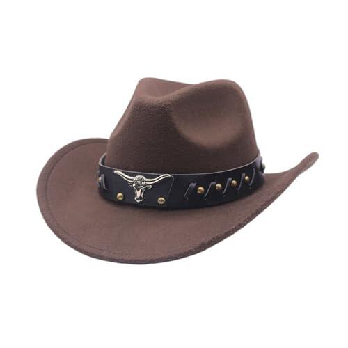 Sombrero de Vaquero para Mujer Hombre Cowboy Hat Western Adulto Denim Curved Top Sombreros Carnaval Halloween y Cospla clásico de ala ancha con cinturón de hebilla