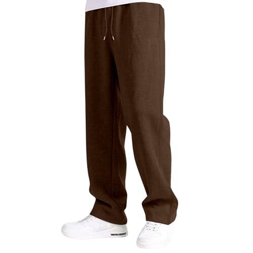 Generisch Pantalones de ocio para chicos cómodos pantalones de chándal con cintura elástica con cordón de ajuste holgado para niños, pantalones largos ideales para el día a día, marrón, 9-10 años