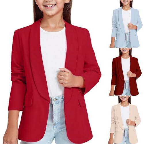 Blazers para niñas, Traje de Solapa de Color sólido, Frente Abierto, Chaqueta de Manga Larga, Chaqueta con Botones, Casual, Trajes de Fiesta para niñas, Blazer Negro, Ropa de Abrigo Escolar, Fiesta