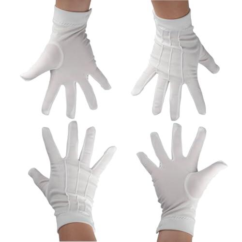 leruiyezs 2pares Guantes Blancos Militares Gala De Nylon Y Algodón Elástico Con Cierre De Botón Y Diseño De 3 Costuras Para Uniformes,Desfiles,Semana Santa,Guardia De Honor,Ceremonias,Fiestas Y