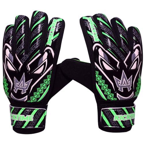 YSCARE Guantes de Portero de fútbol Guantes de Portero para niños y jóvenes Guantes de práctica y Entrenamiento con protección y Palma agarrada (Verde, Talla 5 Adecuado para niños de 9 a 13 años.)