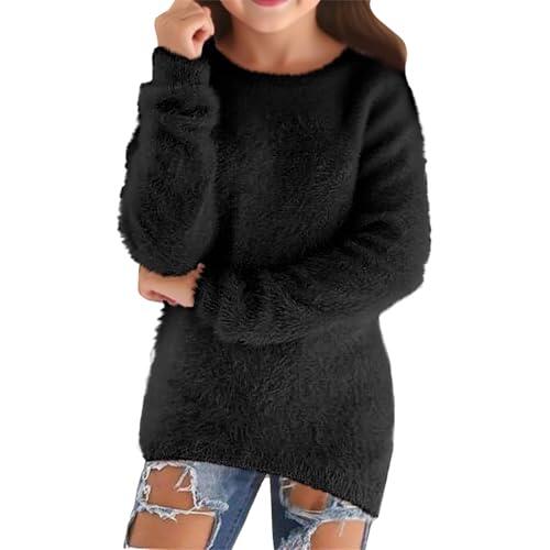 Generisch Suéter esponjoso de color liso para niños, suéter de punto suave y cómodo, clásico de forro polar, suéter de invierno, holgado, elástico, para ocio, térmico, para días fríos, uso diario