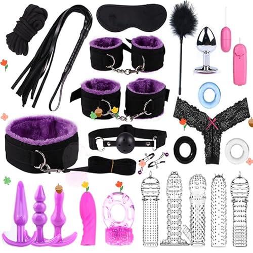 ZeeKoug Conjunto de 25 Piezas púrpura, combinación de Equipos de Entrenamiento de Yoga de Pareja, Conjunto de Entrenamiento de Fuerza, Set de Accesorios de Cosplay, Regalo de Pareja