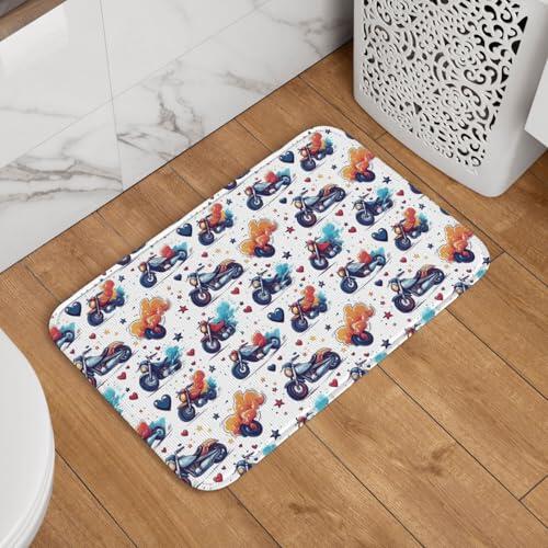 Novastar Tapete para puerta delantera, interior y exterior, tapete de cocina con estampado colorido de dibujos animados para motocicleta, tapetes de baño lavables y delgados para debajo de la puerta