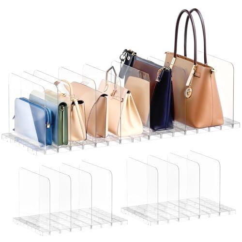PAVSTINE Organizador Bolsos Apilable, 8 Compartimentos Divisor Para Armarios Desmontable, Caja Para Guardar Bolsos de Mujer Multiusos, Organizador Para Bolso Apto Para Dormitorios u Oficinas
