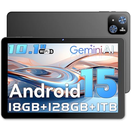 Rebecco Tablet 10 Pulgadas, Tablet Android 15 Gemini AI,18GB RAM + 128GB ROM + 1TB TF, Octa-Core, Pantalla Táctil IPS HD 1280x800, Batería 6000mAh, Widevine L1, WiFi 5G & BT 5.0, Cámara Dual (L70)