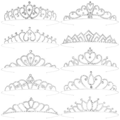 10 Stück Tiaras Coronas Bandas para el Cabello para Mujeres Niñas por Mayor Princesa Corona Tiaras Corona para Boda Cumpleaños Cristal Tiara para Baile de Graduación, Novia, Desfile, Halloween,