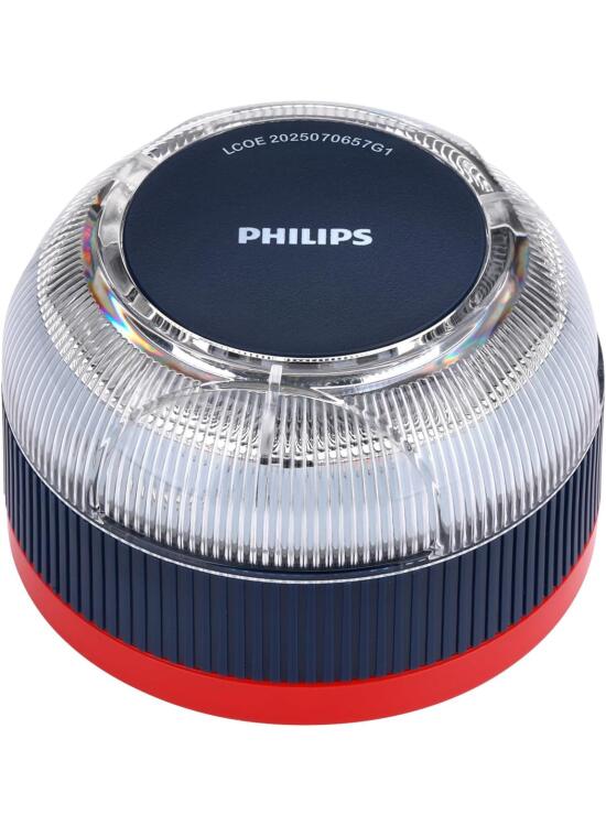 Philips Baliza de Emergencia V16 con Geolocalización y Conexión DGT 3.0 – Homologada, Plan de Datos Incluido, Base Magnética, Alta Visibilidad 1km, Resistente Lluvia y Viento, Pilas AA inlcuidas