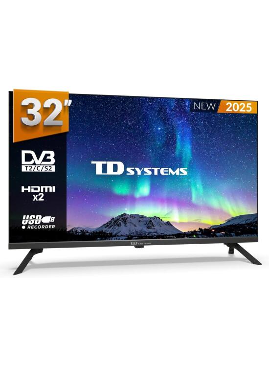 TD Systems - Televisor 32 Pulgadas no Smart TV, televisión TDT 2025, televisores con 3 años de garantía, 2X HDMI, USB Reproductor y Grabador - PRIME32K21H