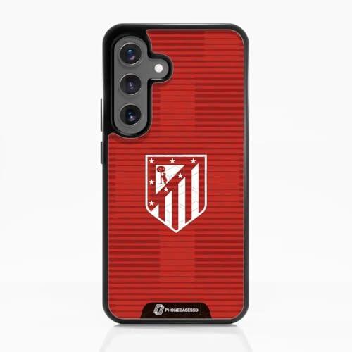 PHONECASES3D – Funda Móvil para Samsung Galaxy S25 Atlético de Madrid – Escudo Rojo – Carcasa con Efecto 3D Patentado – Protección Ligera y Resistente – Negro