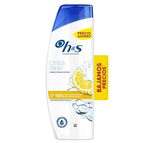 H&S Citrus Fresh Champú Anticaspa 330ml. Actúa Contra La Caspa, El Aceite Y El Picor Desde El Primer Lavado Con Hasta 100% Protección Contra La Caspa, Clínicamente Probado. Limpia El Cuero Cabelludo