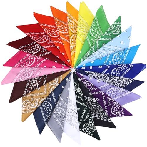 Vuxava Bandana Hombre Mujer – Set de 23 Pañuelos Bandana de Algodón 54x54 cm – Bandanas Coloridas para Cabeza, Cuello o Pelo, Bandana Roja Azul Rosa, Bandana Niño Niña, Bandana Negra y Blanca