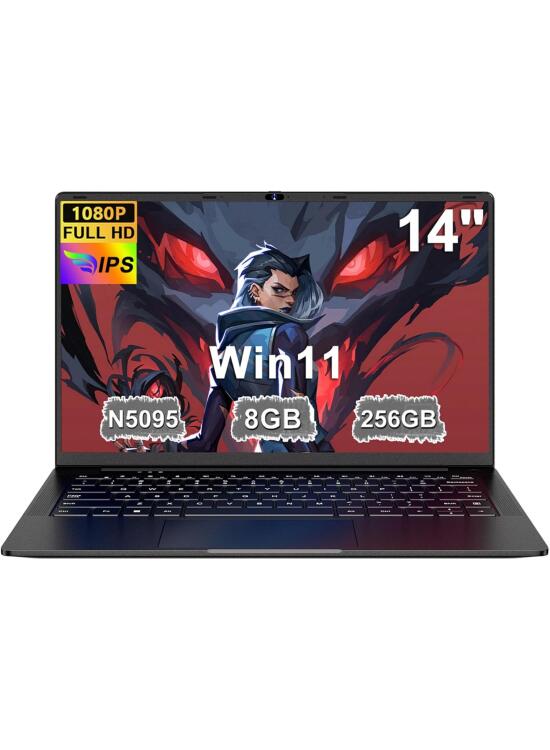 Ordenador Portátil 14 Pulgadas Celeron N5095 Upto 2,9 GHz Portatiles 8GB RAM 256GB SSD TF 1TB LPDDR4 Win11 5G WiFi 1920*1080 FHD Widevine L1 Laptop Película Protectora Español - Negro Cuerpo MetálicoA