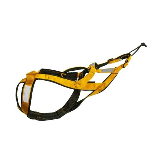 Arnés de mushing para trineo de perros, arnés de trineo de peso para mascotas, bikejöring, ski, perro grande, trineo, canicross, patinaje (amarillo, M)