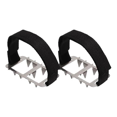 Crampones para nieve – Crampones antideslizantes de 2 piezas para nieve – Crampones ajustables de exterior seguros para invierno, senderismo, montañismo, escalada, trotar, caminar, viajeros