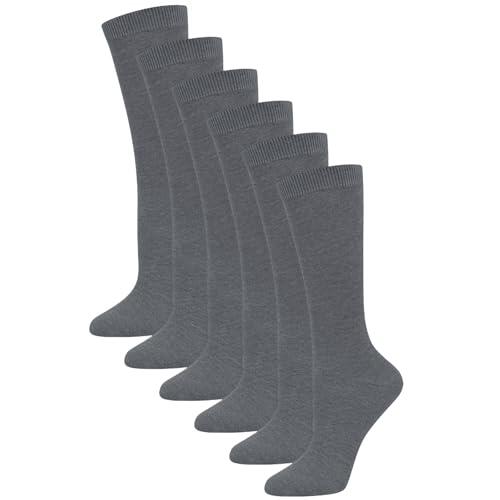 A2Z 4 Kids Calcetines de algodón cómodos para niñas y niños, suaves, elegantes, para fiestas, transpirables, duraderos, para uso diario, para el regreso a la escuela, Paquete de 6 unidades, color gris