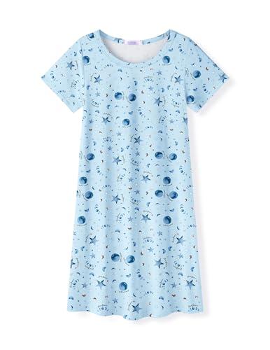 Arshiner Camisón para Niña de Manga Corta Pijama Infantil con Estrellas Azules Verano Cuello Redondo Ropa de Estar por Casa Informal 11-12 años