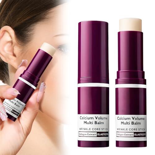 Cemenrete Calcium Multi Bálsamo, 2 unidades Antiedad & Firming Korean Skincare Stick Calcio Volume Multi Bálsamo Hidratante de Colágeno Antiedad para Ojos, Cuello y Cara