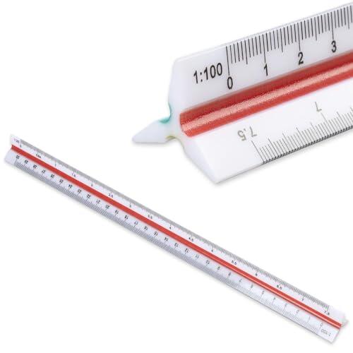 Regla de escala triangular de plástico de 30 cm, regla de escala arquitectónica para arquitectos, ingenieros, estudiantes y dibujo técnico, con escalas métricas 1:20 1:25 1:50 1:75 1:100 1:125