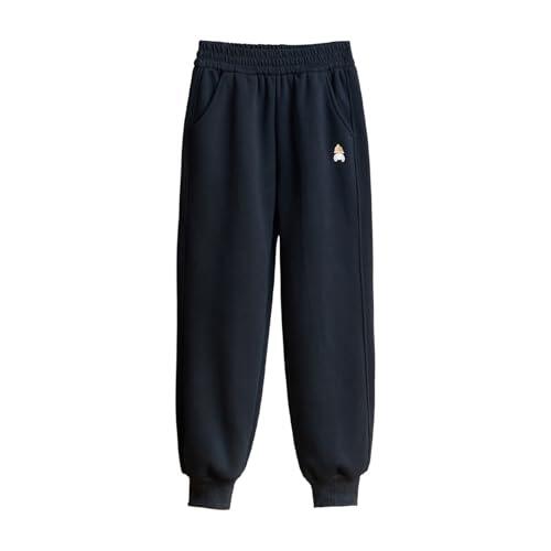 Pantalones Casuales para niñas con Bordado de nueces diseño Juvenil Ropa Diaria cómoda Moda otoño Invierno Prendas Estilo Urbano (Black, 9-10 Years)