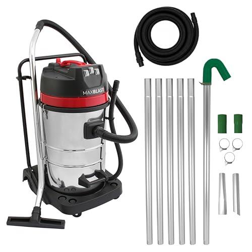 Aspirador Industrial Húmedo y Seco 80L 3000W | Kit de Postes para Canalones 1,2–7,2m | Manguera 5m | Motor Triple | Acero Inoxidable | Boquillas Intercambiables | Limpieza Profesional | Hogar | Taller