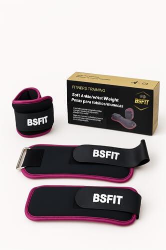 BSFIT pesas para tobillos 1 kg, Set de 2 Pesas de Neopreno, selecciona el peso 0,5kg, 1kg, 1,5kg o 2kg, tobillera para ejercicio y Entrenamiento en casa, lastres, ankle weights (2x 0.5kg Morado)