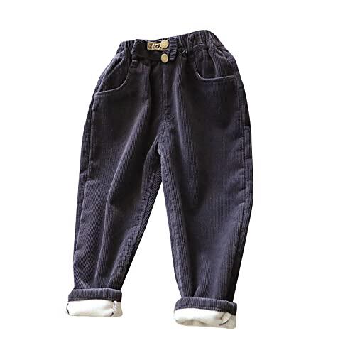 Pantalones Deportivos para Niña con Acanalado y Forro Polar Diseño en Patchwork Sólido Tejido Grueso y Cálido Ropa de Traje Infantil (Black, 5-6 Years)