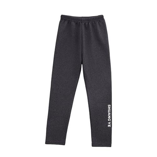 Genérico Pantalones de Invierno Niñas Tejido Polar Confortable Sudadera Estampado Lettering Diseño Moda Infantil Juego Prendas Abrigo Nieve Frío (Dark Gray, 7-8 Years)