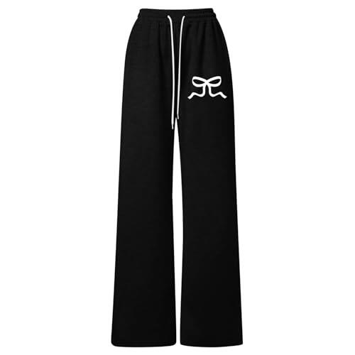 Genérico Pantalones Deportivos Casuales para Niñas con Diseño Recto y Ligero Juego Uso Diario Comodidad Superior (Black, 11-12 Years)
