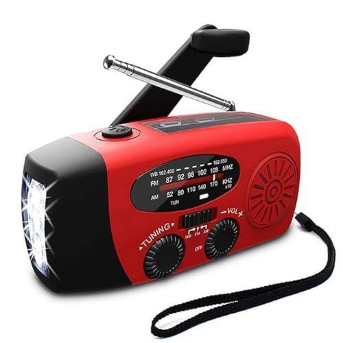 Radio Solar de Emergencia con manivela portátil Dynamo, Radio con Linterna LED, Radio Am/FM,batería de 2000mAh para Carga de teléfono movil,Senderismo,Camping Actividades al Aire Libre,Alarma SOS