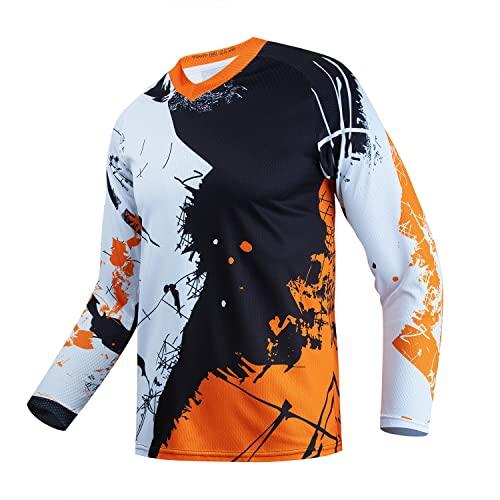 PSPORT Camiseta de Motocross para Niños, Camiseta de Ciclismo de Manga Larga para Niños, Camiseta de Bicicleta de Montaña para Niños, 10 Años