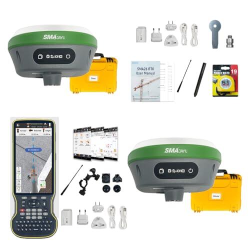 Equipo de topografía GNSS RTK SMA26 Plus con Base y Receptor móvil, Controlador y Software, conexión con UAVs, precisión de 1 cm, NOAA, IMU/PPP/UHF/NTRIP/BT, GPS IP67 para ingeniería Civil
