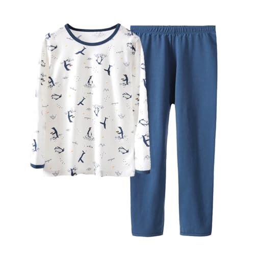 Genérico Pantalone Térmico Invierno Niños Estampado Pingüino Elástico Manga Larga Dos Piezas Ropa Dormir Acogedora (Light Gray, 6-7 Years)