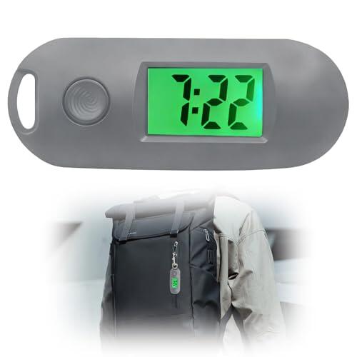 wilcractk Reloj De Bolsillo Llavero Reloj Digital, Mini Reloj LED Portátil de ABS con Pantalla de Hora y Fecha, 12H, Color Gris, Ideal para Estudiantes, Enfermeras y Uso Diario