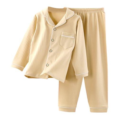 Genérico Pantalones de Invierno para Niñas Conjunto Largo Algodón Abrigo Cómodo Cardigan Diario Noche Dormir Infantil (Khaki, 6-7 Years)