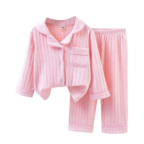 Genérico Conjunto de Pantalone Infantil con Botones Mangas Largas Forro Polar Abrigo Invierno Ropa Noche Niñas Comodidad (4-5 Years)