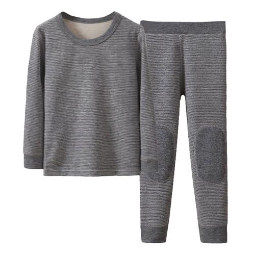 Genérico Conjunto Térmico Interior Infantil Juvenil Prendas Compresión Manga Larga Leggings Abrigo Invierno Actividades Exteriores (Grey, 5-6 Years)