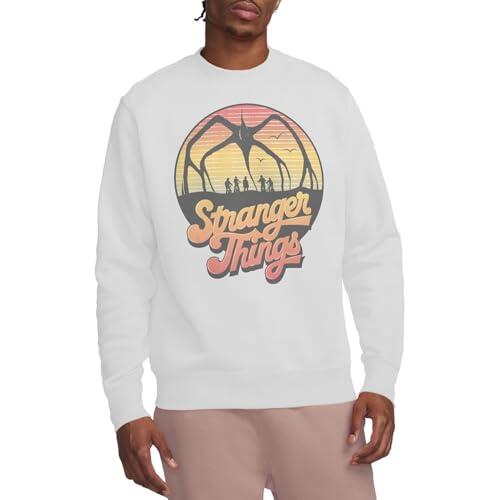 Stranger Things 80'S Sunset Mindflayer Group Sudadera Unisex, Blanco, M