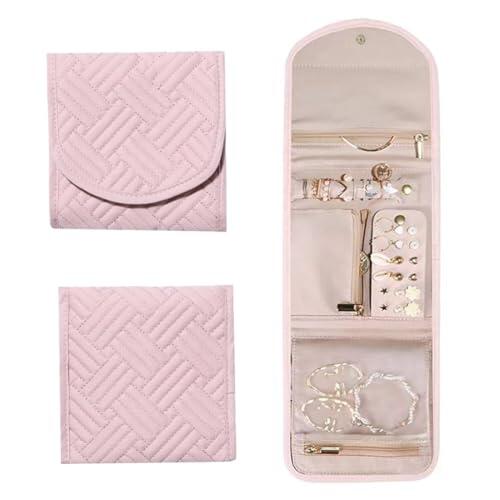YAZWUR Bolsa Almacenamiento de Joyas, Organizador Plegable y de Viaje, Rollo Portátil, Compacta y Ligera, con Múltiples Compartimentos para Collares, Pendientes, Anillos, Pulsera, Relojes