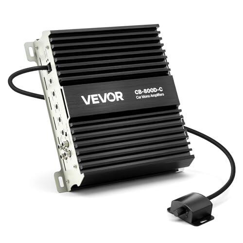VEVOR Amplificador Monobloque para Coche de 800 W, 1/2/4 Ohmios, Clase D, con Control Remoto de Nivel de Subwoofer, Filtro de Paso Bajo, Refuerzo de Graves, Cambio de Fase y Control de Volumen