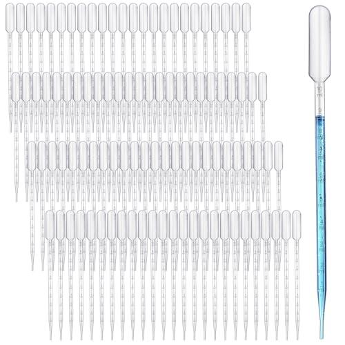 Akamino 100 pipetas cuentagotas de 10 ml, pipetas de transferencia de plástico de 30 cm de largo, pipetas graduadas transparentes para transferir esenciales, aceites, perfumes, pinturas, laboratorio