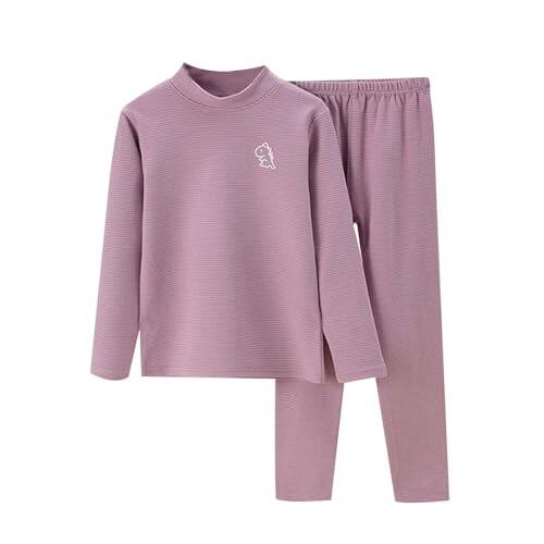 Genérico Conjunto de Pantalone Invierno Niñas Abrigo Felpa Conjuntos Largas Mangas Cómodo Diseño Elegante Noche Dormir Infancia Calidez (Purple, 3-4 Years)