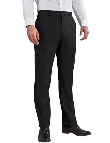 MAGIC SELECT Pantalón de Traje para Hombre. Pantalón Negro de Vestir, Corte Recto, Pliegues y Bolsillos para Oficina, Trabajo, Camarero, Dependiente de Tienda. (Invierno)