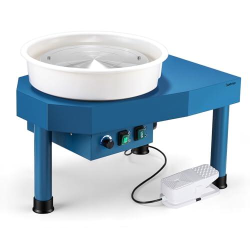 Huanyu Torno de alfarero de 30 cm con Sistema de Plato Giratorio. Torno eléctrico de 350 W con Control Manual/de pie para Adultos y Principiantes, con Kit de Herramientas de alfarería