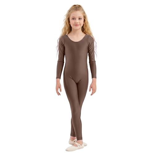 Generisch Maillot de manga larga para niña, para gimnasia, ballet y danza - Traje elástico de cuerpo entero en diferentes colores | Cómodo jersey básico para entrenamiento y disfraces, Style_t03