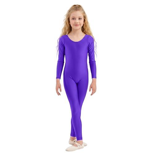 Generisch Maillot de manga larga para niña, para gimnasia, ballet y danza - Traje elástico de cuerpo entero en diferentes colores | Cómodo jersey básico para entrenamiento y disfraces, Estilo_t05