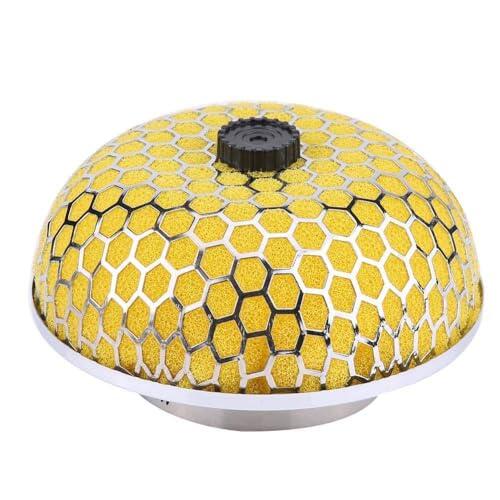 RuiJOTWAT Filtro de admisión de aire de 3 pulgadas, lavable, de alto caudal, universal, esponja, rejilla de panal, forma de seta, amarillo