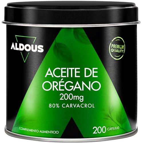 Aceite de Orégano Capsulas con 160mg de Carvacrol - 200 Cápsulas Blandas - 1 al Día - Refuerzo Inmunitario Natural - Bienestar Digestivo y Antioxidante - 80% Carvacrol - Sin Aditivos - Aldous Bio