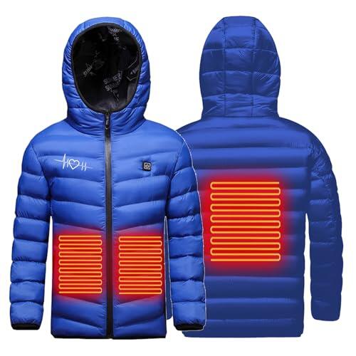 Niños Chaqueta Calefactable,Talla Grande Cálido Abrigo Calefacción 3 Temperaturas de Calentamiento Chaquetas Térmico USB Eléctrico Heated para Actividades Al Aire Libre Invierno